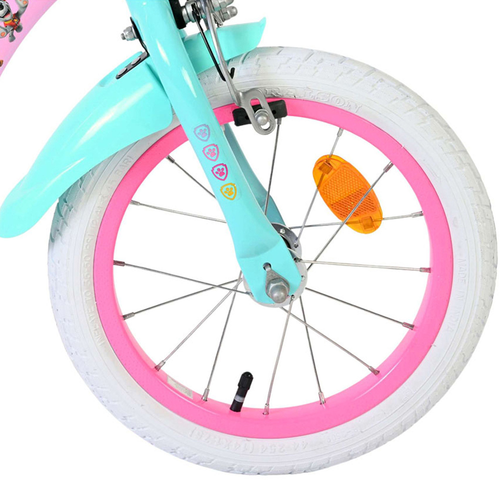 Volare Paw Patrol Kids 14 inch Multicolour Bike with Stabilisers and Basket Image 8