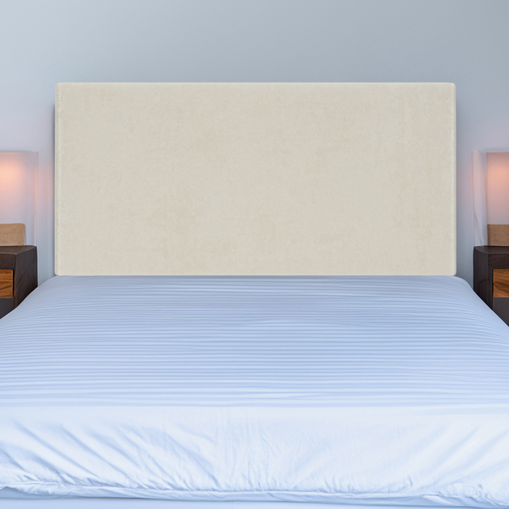 Bedmaster Double Cream Naples Velvet Valencia Plain Headboard Image 1