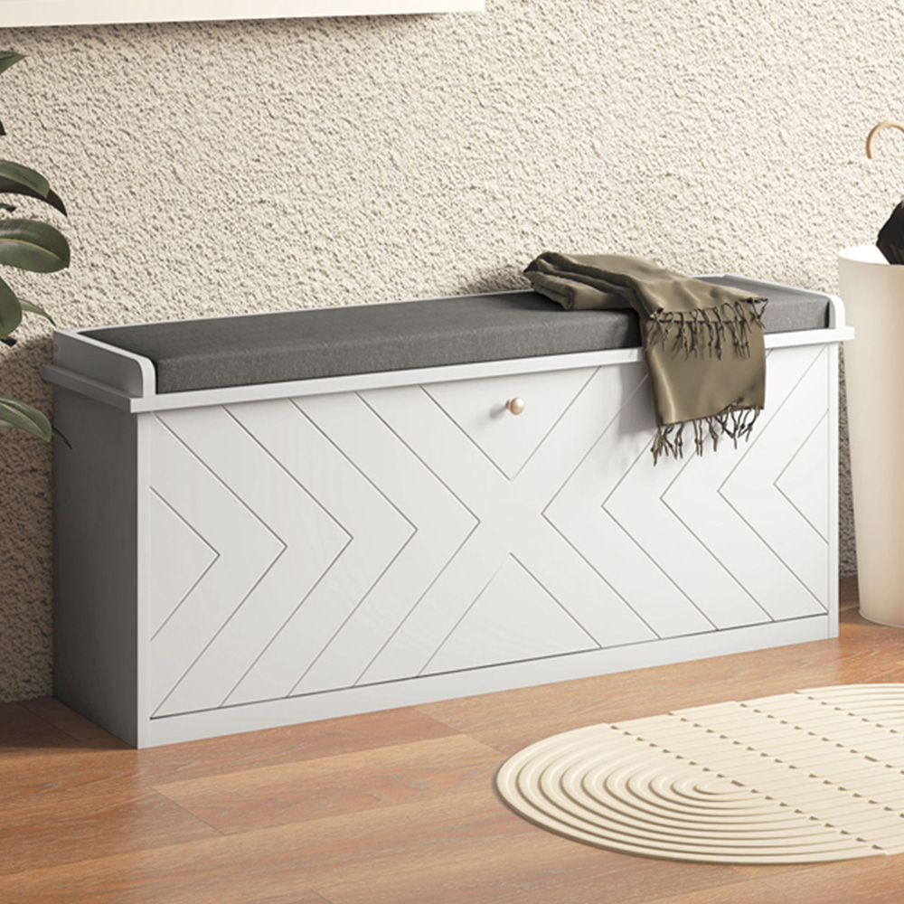 HOMCOM Single Flip Drawer Shoe Bench with Cushion Image 1