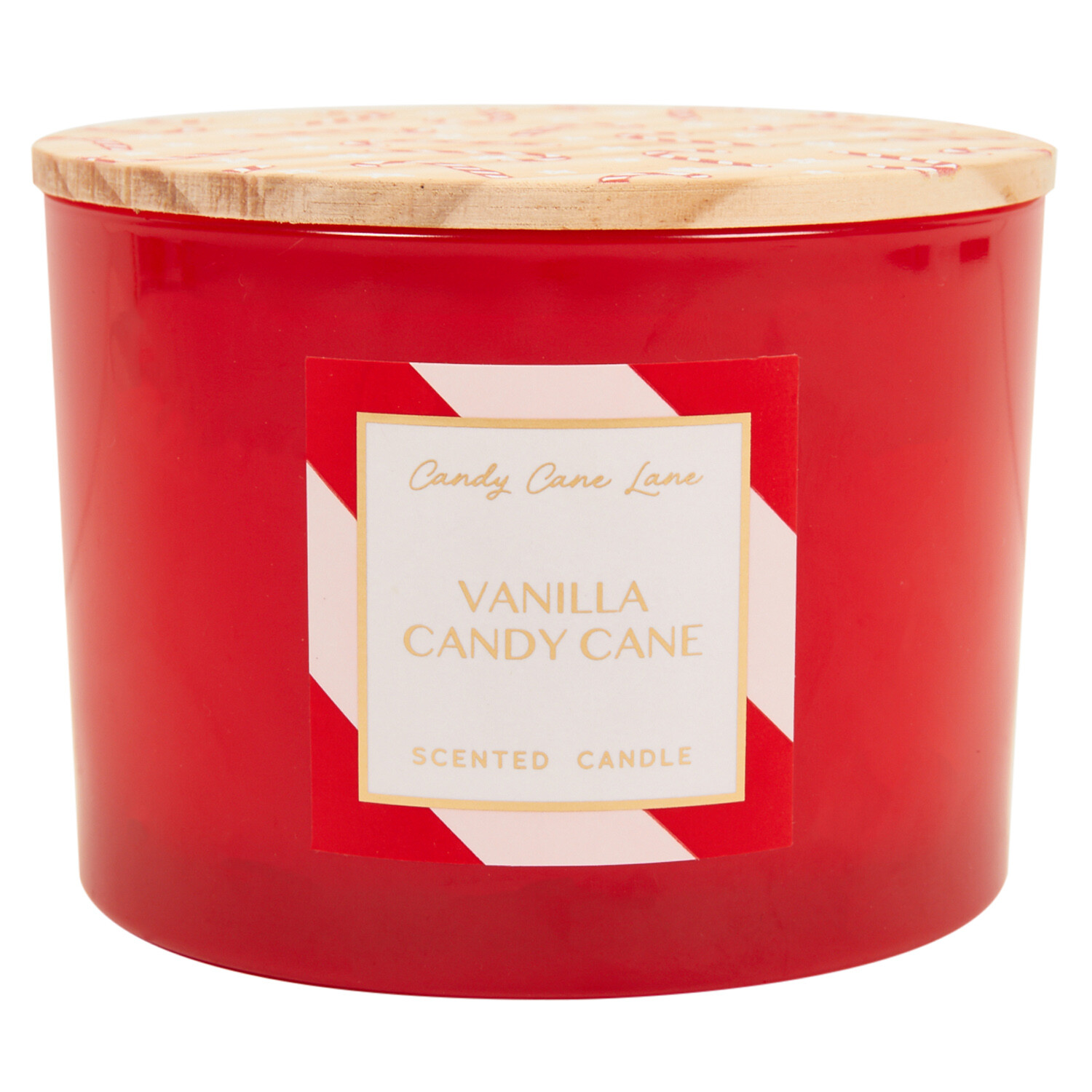 Festive Scented 3 Wick Candle - Vanilla Candy Cane Image 1