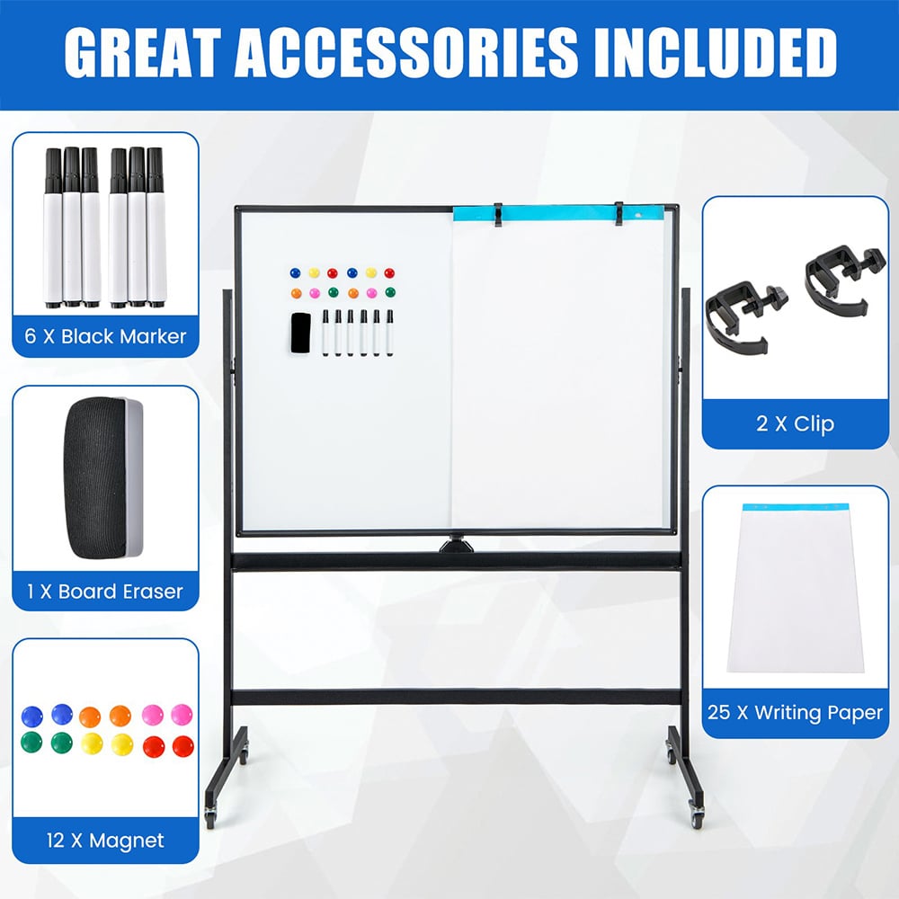 Costway Black Mobile Reversible Whiteboard Image 5