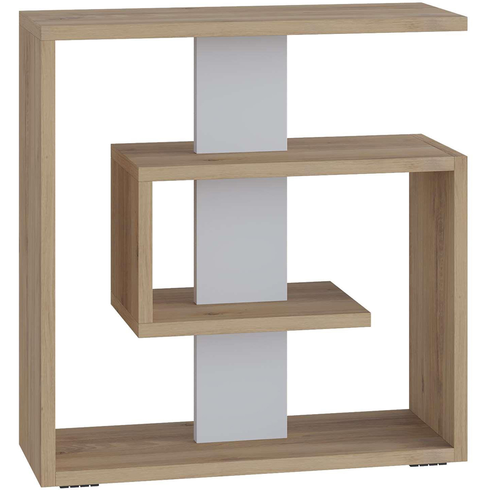Decortie Saly Oak and White Modern Side End Table Image 2