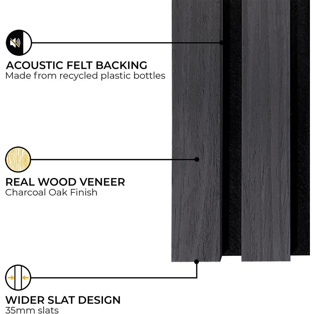 Fuse Acoustic Charcoal Oak Wooden Wall Panel 2.4 x 0.6m Image 7