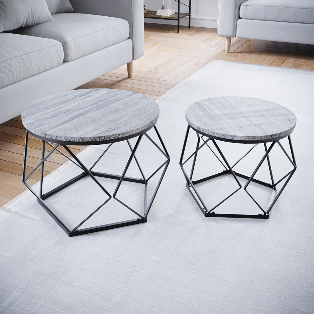 Vida Designs Brooklyn Grey Nest of Tables Set of 2 Image 6