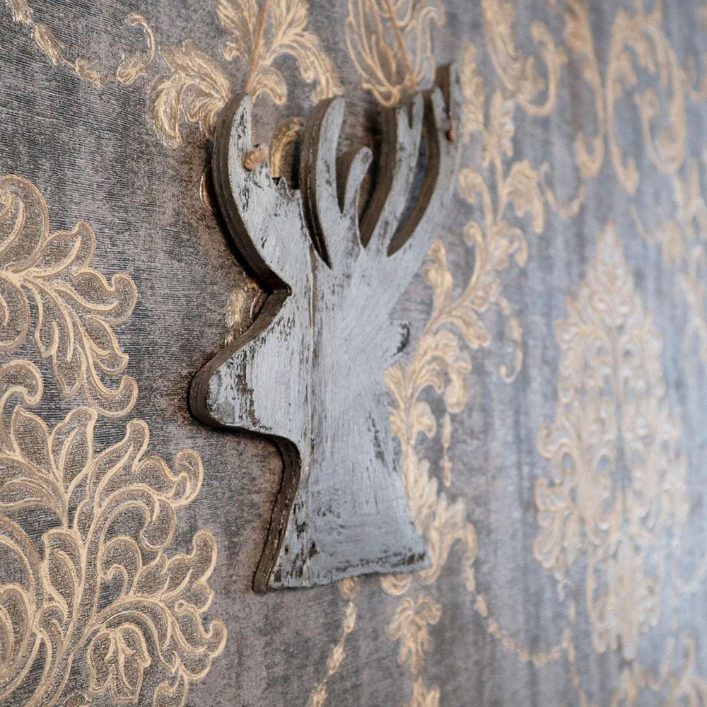 Shatchi Silver Deer Wooden Hanging Christmas Decoration 26cm Image 4
