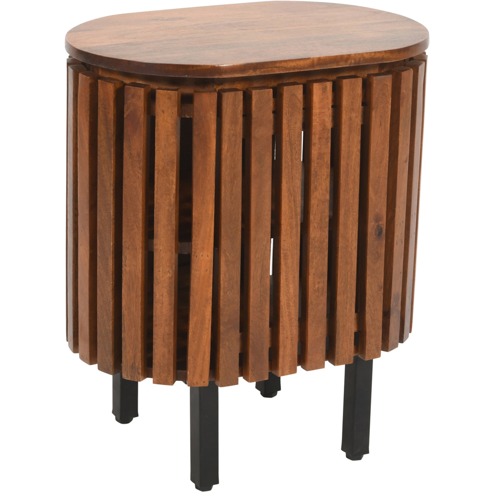Brooklyn Slatted Single Door Mango Wood Bedside Table Image 2