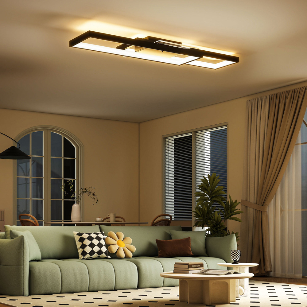 Portland Black Geometric Dimmable LED Ceiling Light with Remote Control Image 4