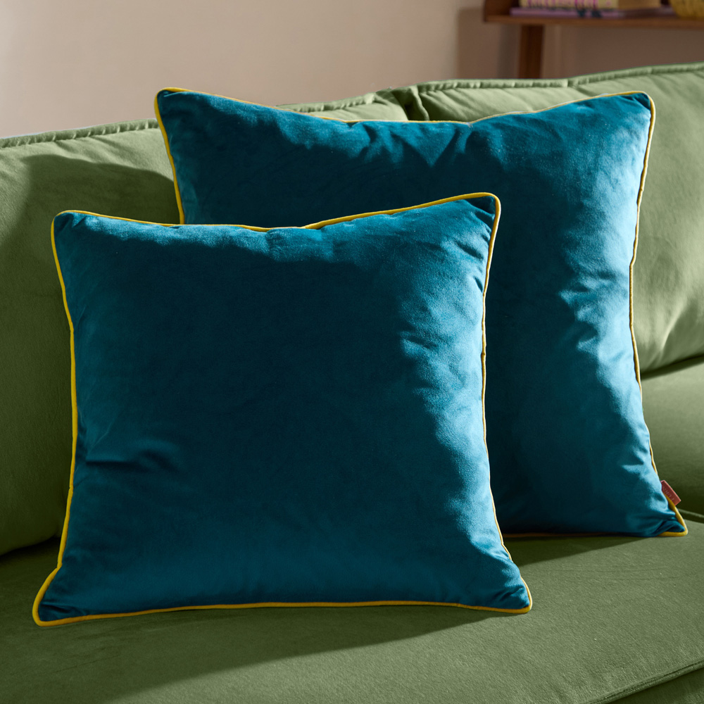 Furn Meridian Teal and Cylon Velvet Cushion 45 x 45cm Image 5