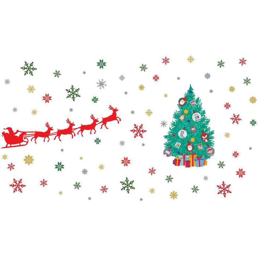 Walplus Santa Claus Snowflakes and Christmas Tree Self Adhesive Wall Sticker 76 Piece Image 2