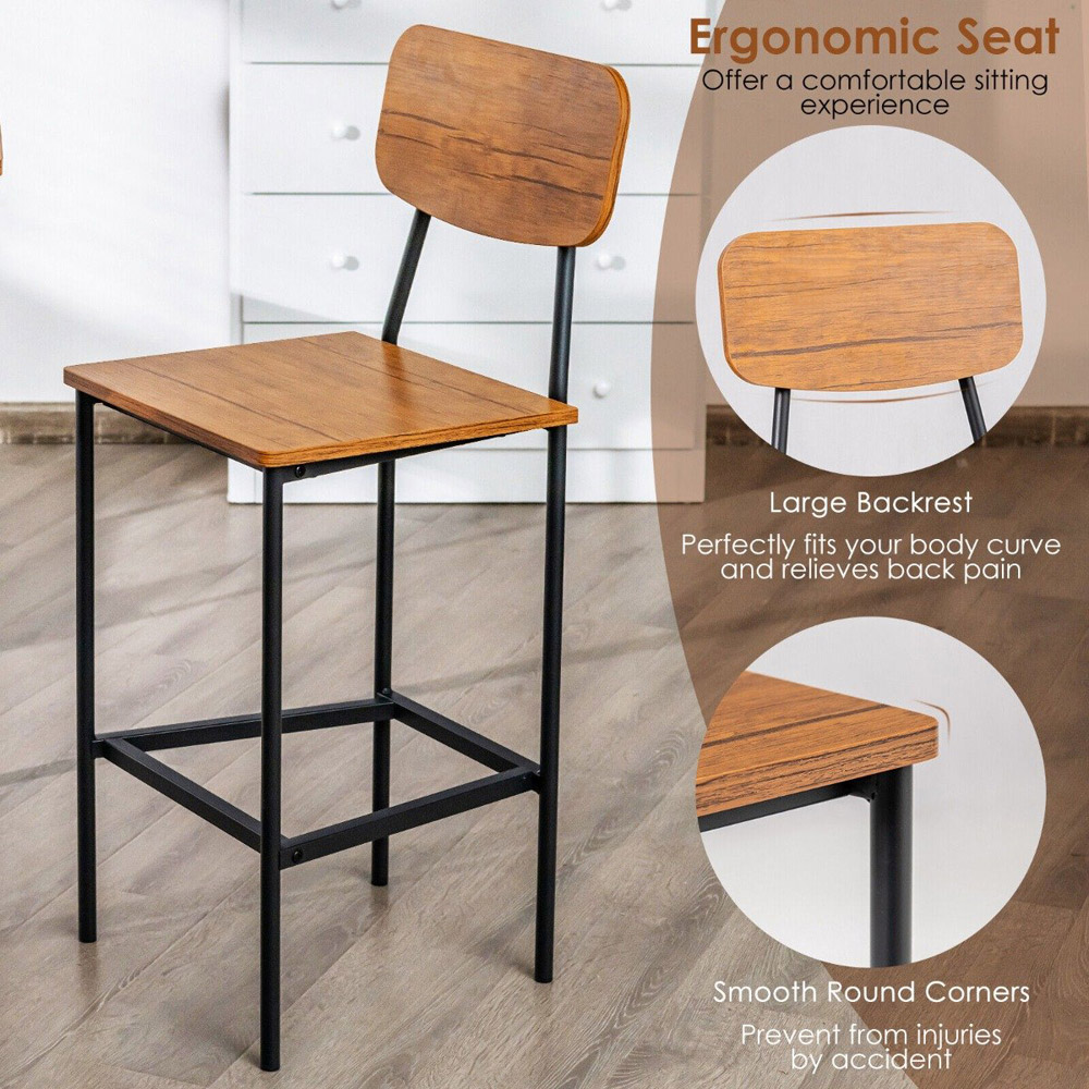 Costway 4 Seater Counter Height Bar Table Set Walnut Image 8