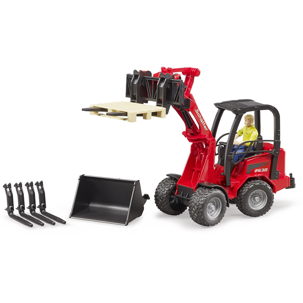 Bruder Kids Schaffer 2630 Compact Loader Playset Model with Driver Figure and Accessories Image 5