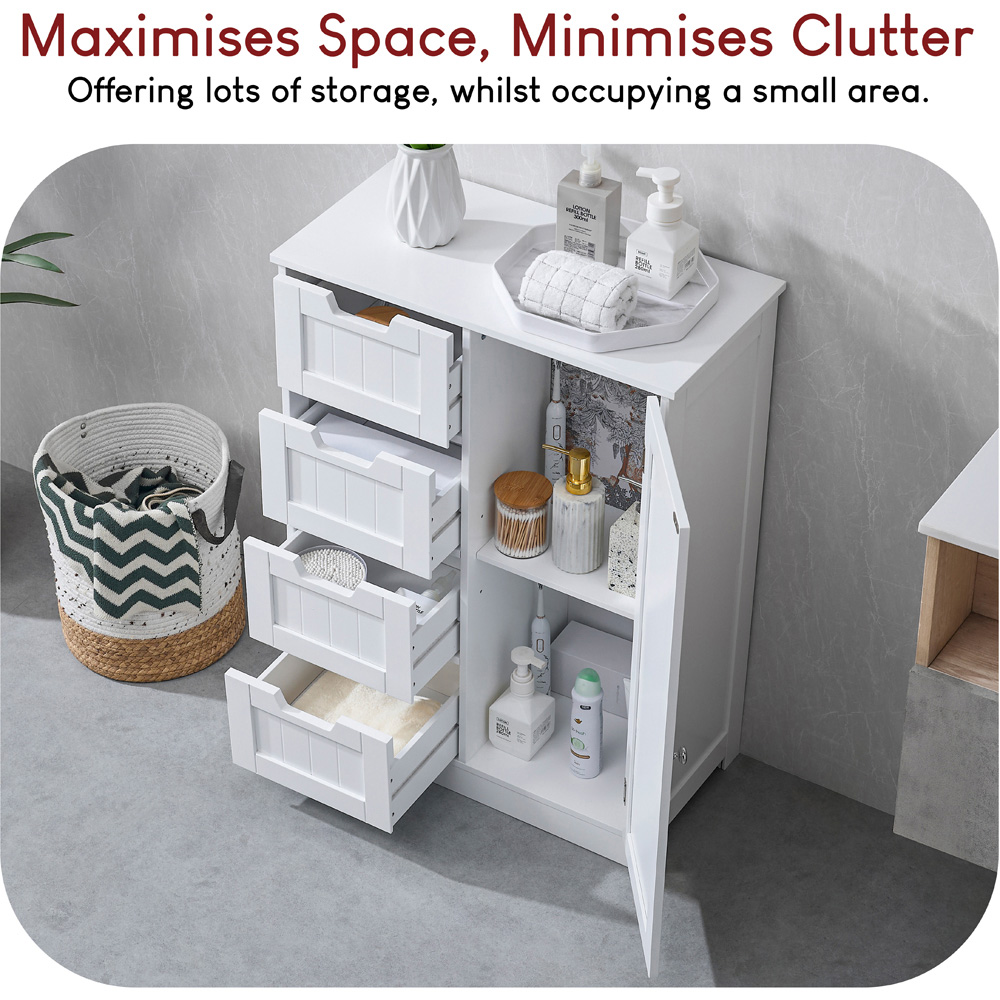 Bath Vida Priano White 4 Drawer Single Door Floor Cabinet Image 6