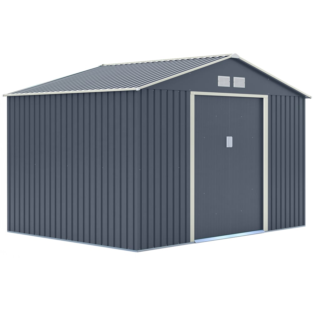 Rowlinson Trentvale Metal Apex Shed Dark Grey with Foundation Kit 10 x 8ft Image 1