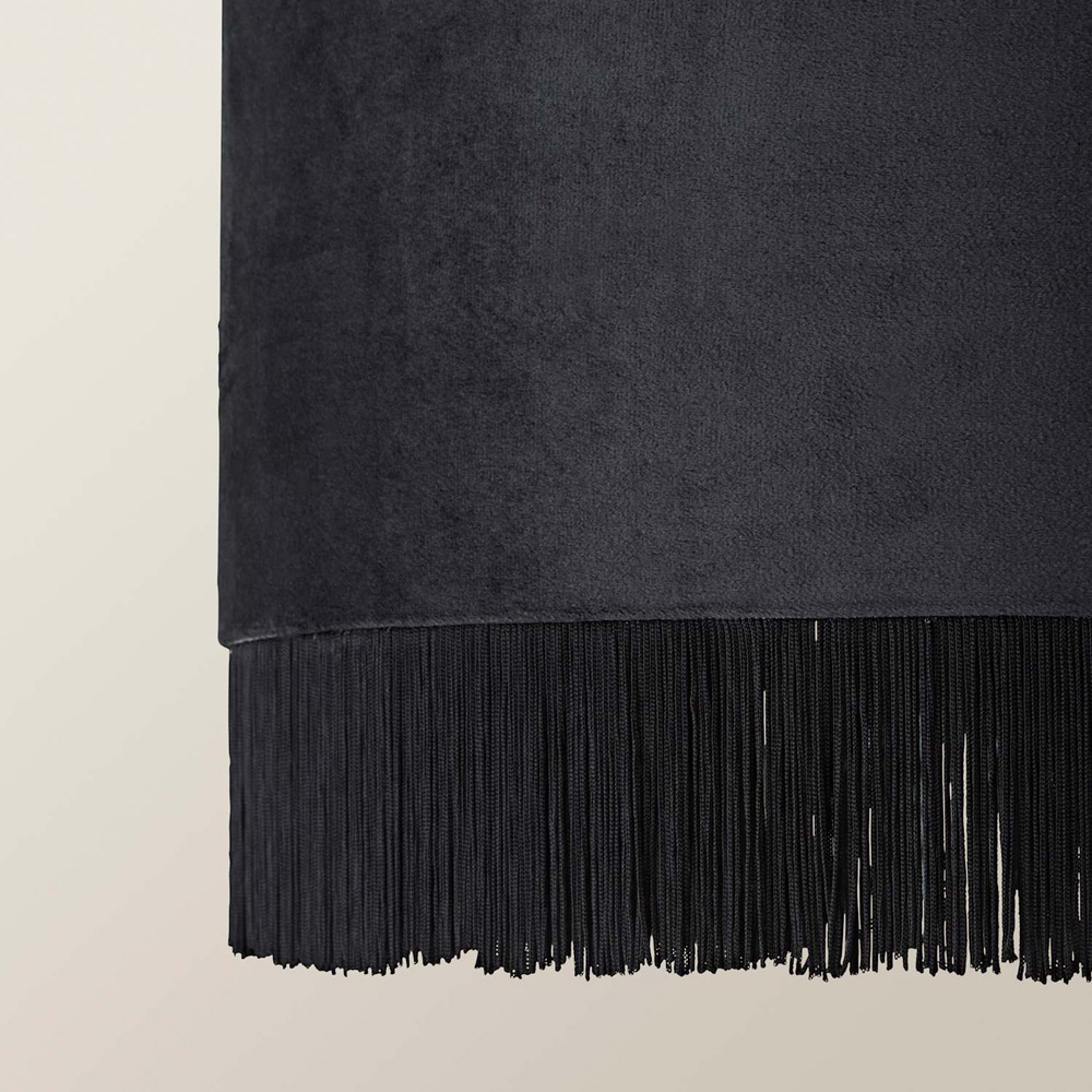 ValueLights Kimberly Black Velvet Printed Inner Fringe Easy Fit Ceiling Lamp Shade 50cm Image 4