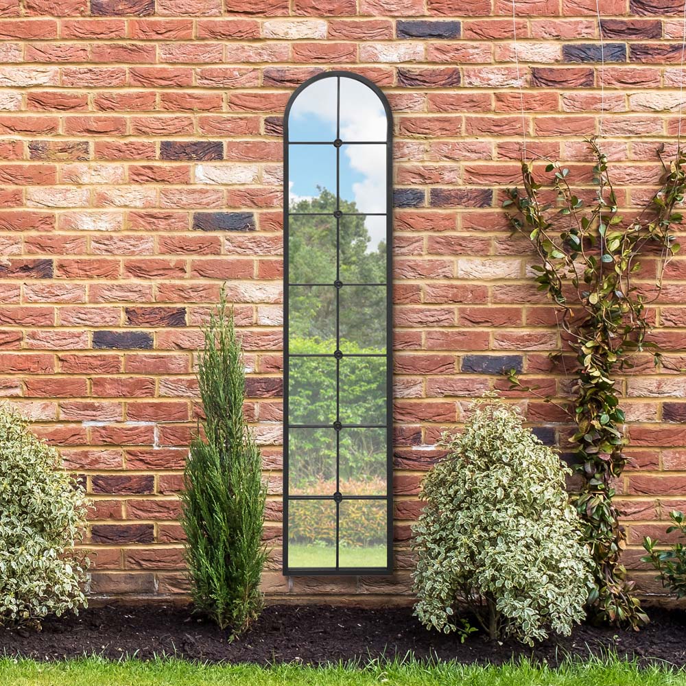 MirrorOutlet The Arcus Black Framed Arched Leaner Garden Wall Mirror 190 x 40cm Image 5