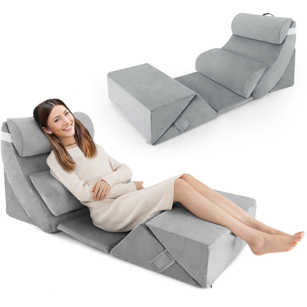 Costway 7 Piece Grey Adjustable Support Pillow Set Image 3
