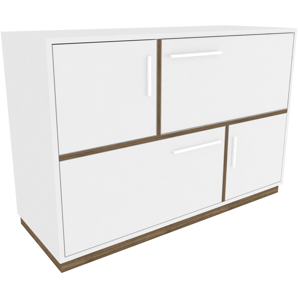 Decorotika Mares 4 Door White and Walnut Sideboard Cabinet Image 5