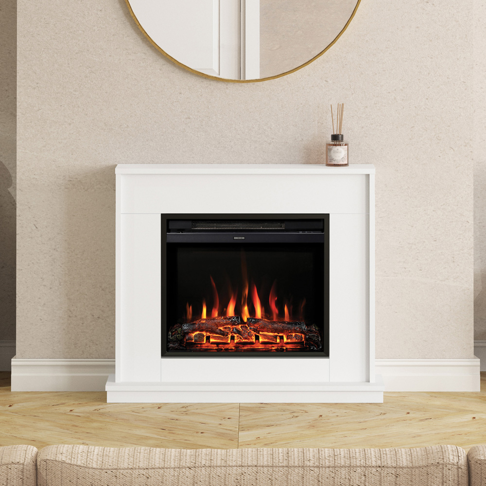 Be Modern Farleigh Timber Ash White Electric Fireplace with Remote Control 2000W 38 inch Image 2