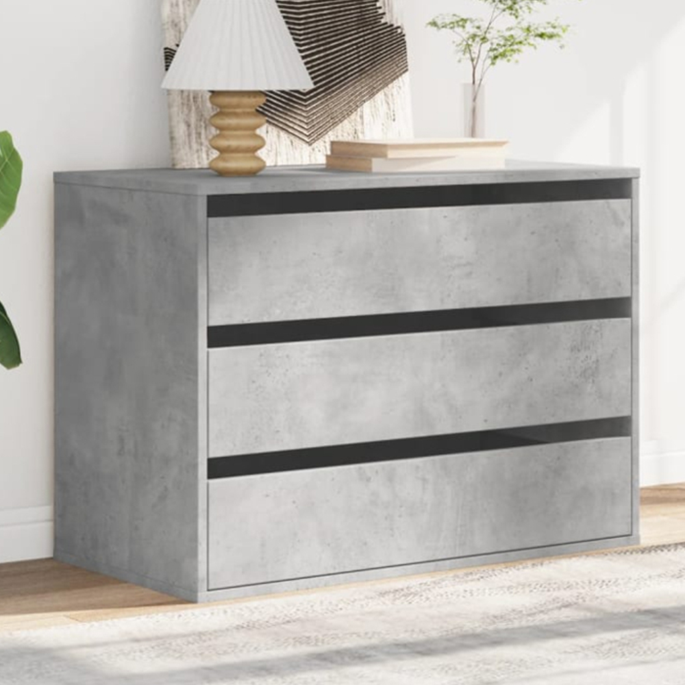 vidaXL 3 Drawer Grey Engineered Wood Chest of Drawers Image 1