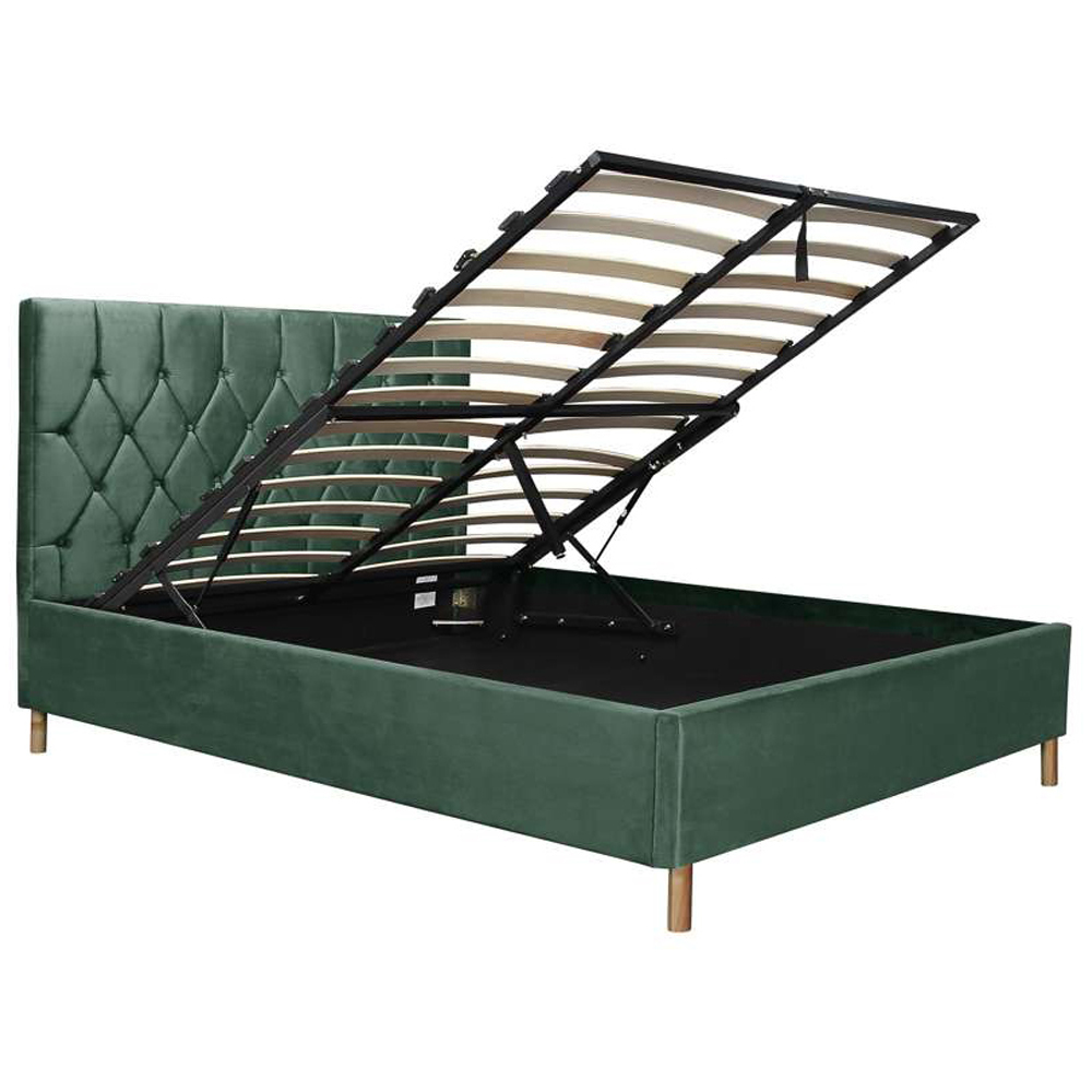 Loxley Double Green Fabric Ottoman Bed Image 3