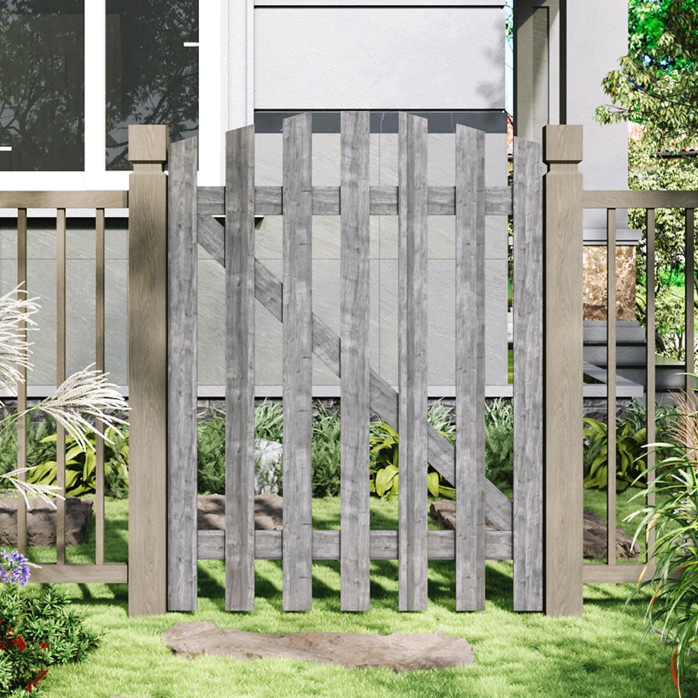 Outdoor Minimalist Grey Wooden Fence Gate, 120 x 90 x 2.5cm Image 7