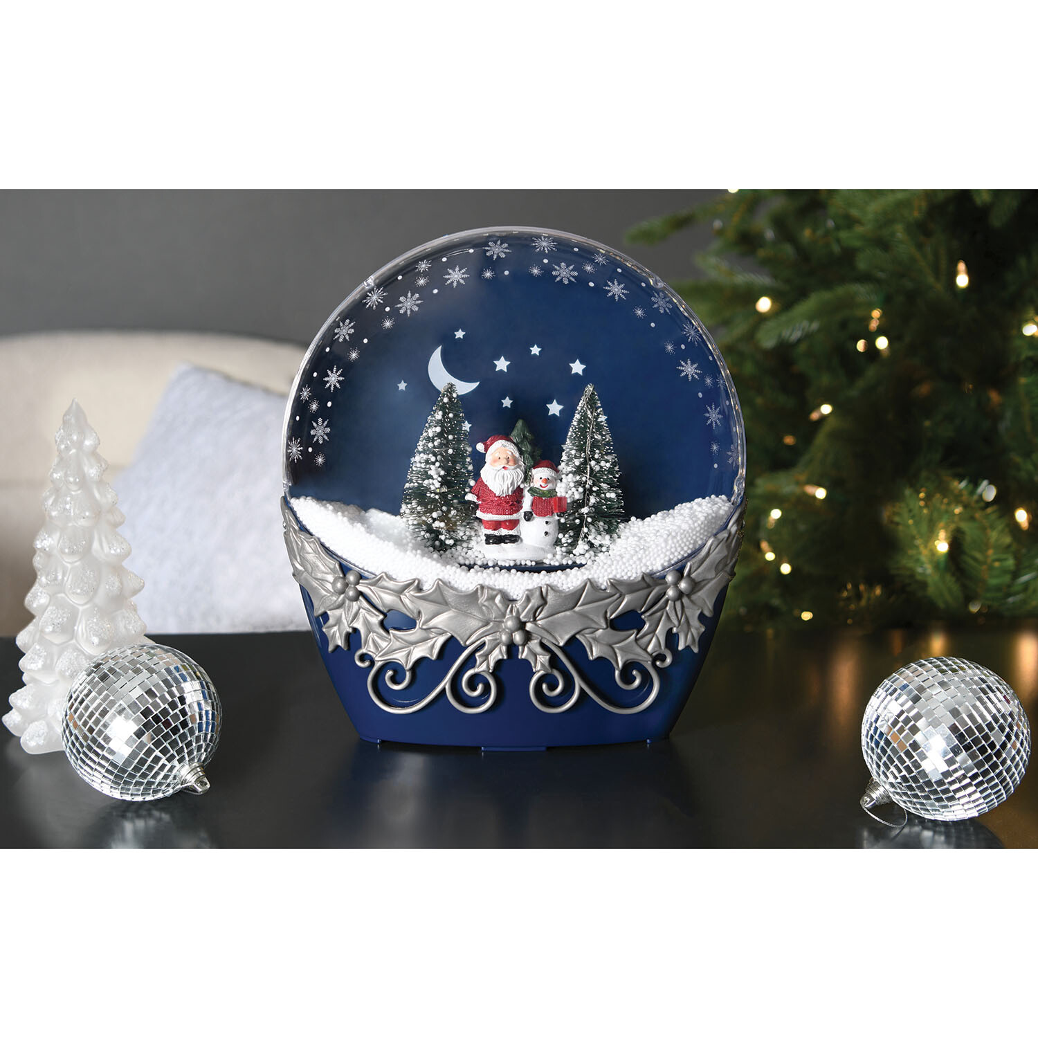 LED Snowing Santa and Snowman Scene - Blue Image 7