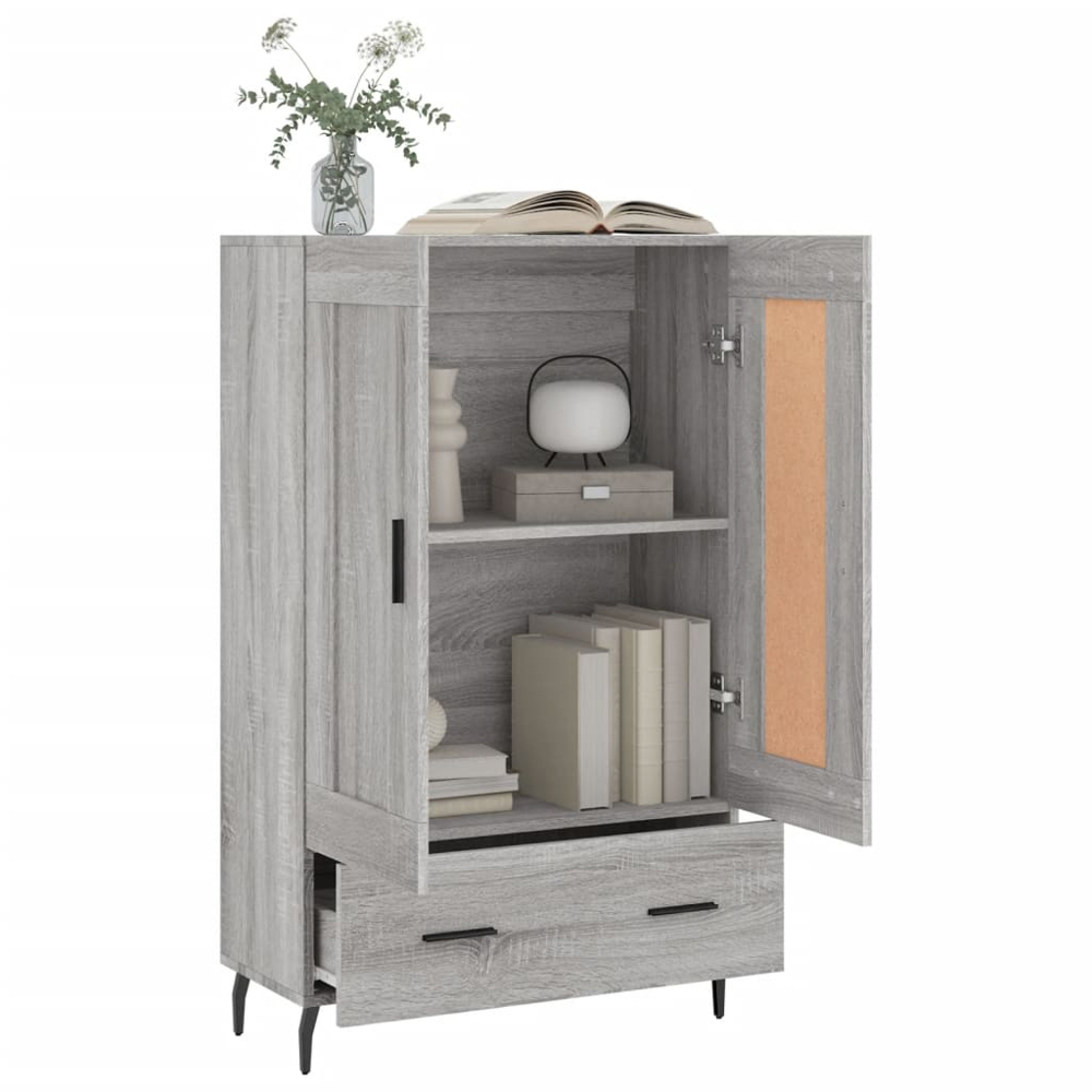vidaXL 2 Door Single Drawer Grey Sonoma Highboard Image 4