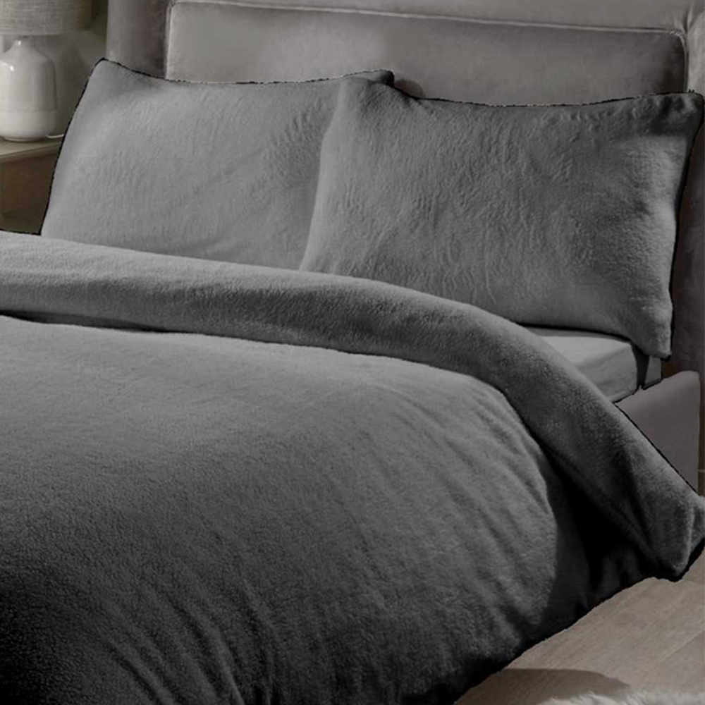 Rapport Home Teddy Single Charcoal Duvet Set Image 2