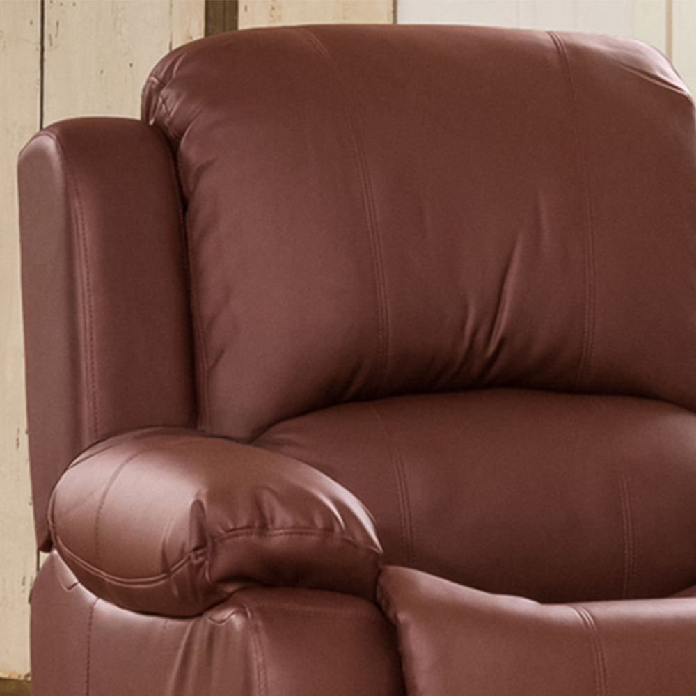 Glendale Single Seater Burgundy Bonded Leather Manual Recliner Sofa Image 2
