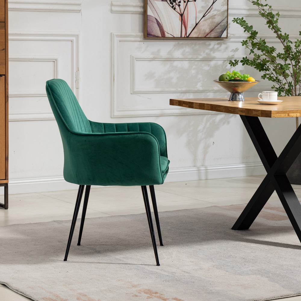Artemis Home Carrara Set of 2 Green Velvet Dining Chair Image 4