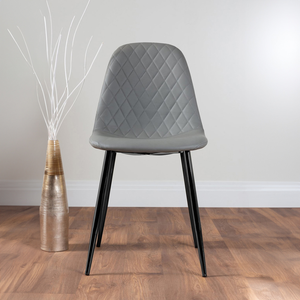 Furniturebox Molini Solara 6 Seater Dining Set White Gloss Grey and Black Image 3