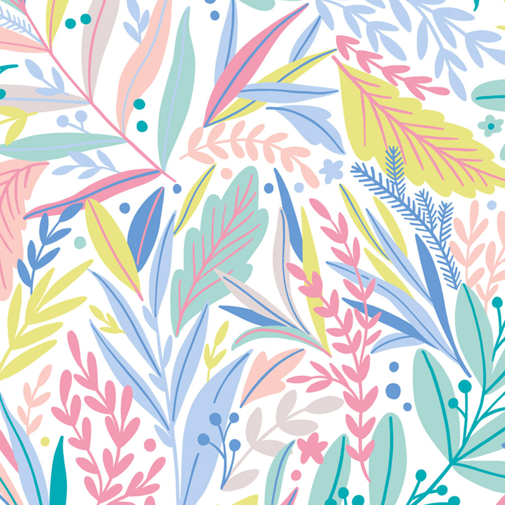 Origin Murals Patterned Leaves Multicolour Wall Mural Image 2