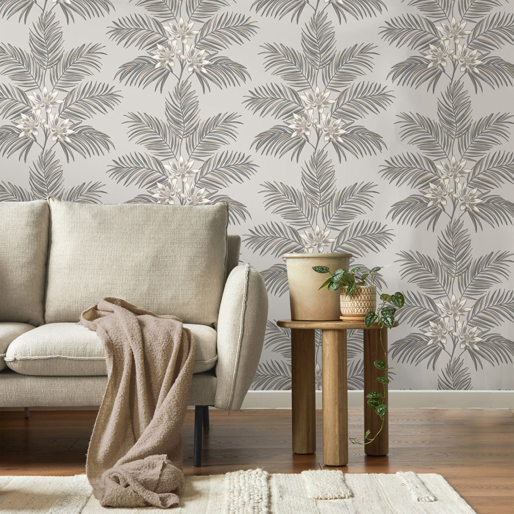 Fine Decor Bali Tropical Floral Stone Wallpaper Image 3