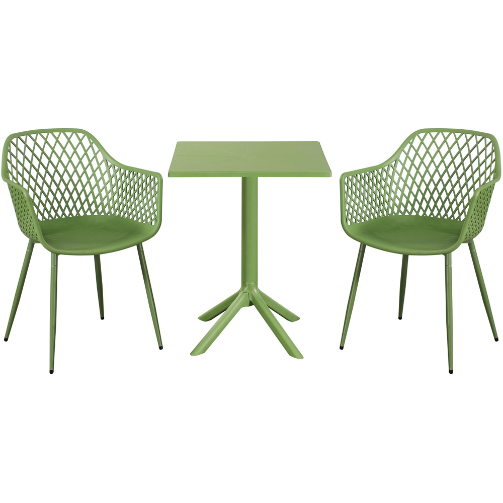 Core Products 2 Seater Moss Green Lattice Design Square Plastic Table Garden Bistro Set Image 2