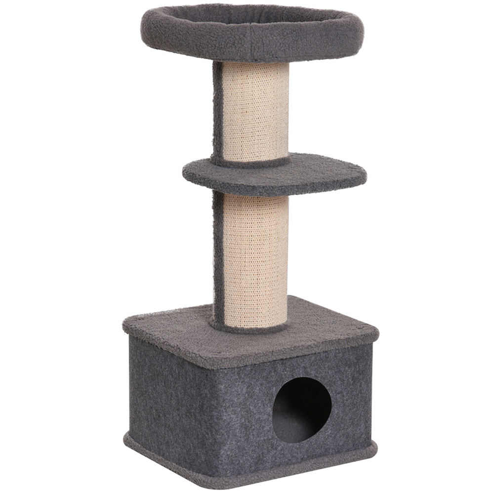 PawHut Grey Mini Cat Activity Tree 96cm Image 1