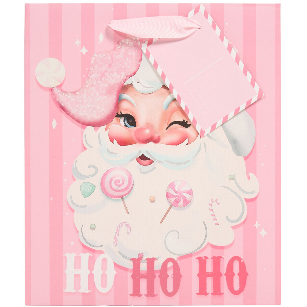 Ho Ho Ho Santa Gift Bag Pink Image 2