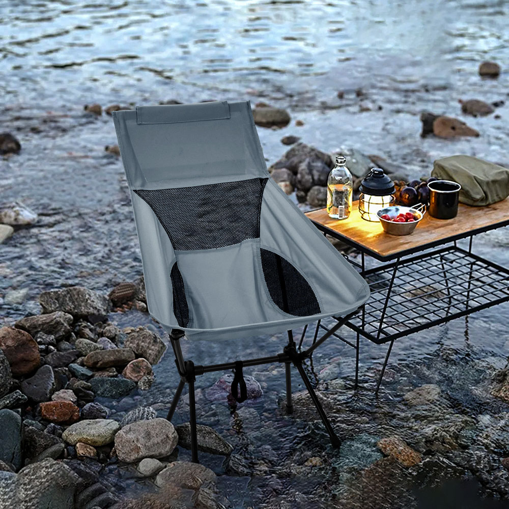 Living and Home Grey High Back Foldable Camping Chair Image 7