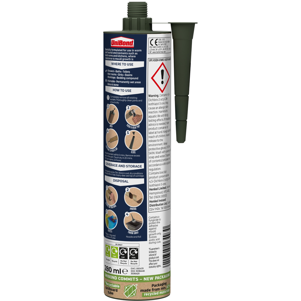 Unibond Kitchen and Bathroom Antimould Sealant White Image 2
