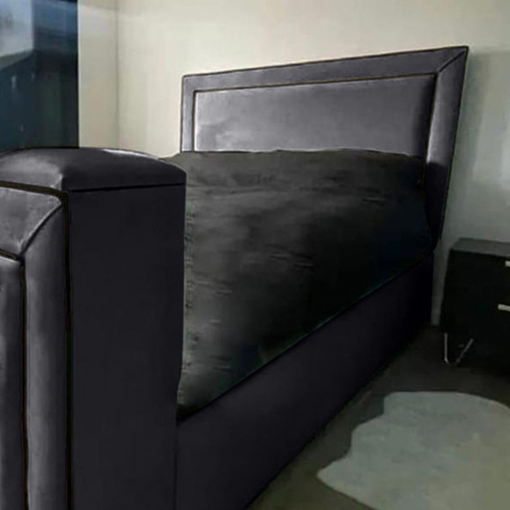 Eleganza Home Bisham Super King Size Steel Plush Velvet TV Bed Frame Image 2