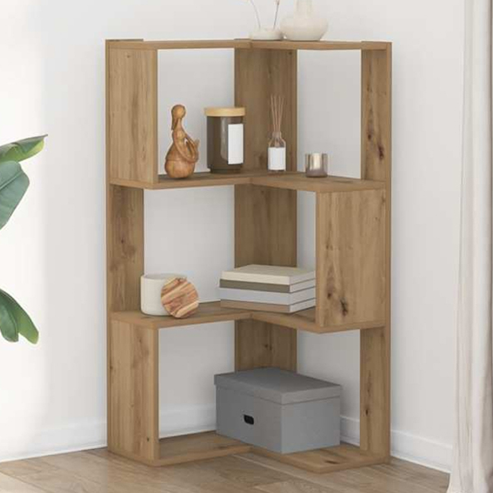 vidaXL 6 Shelf Artisan Oak Small Corner Bookcase Image 1