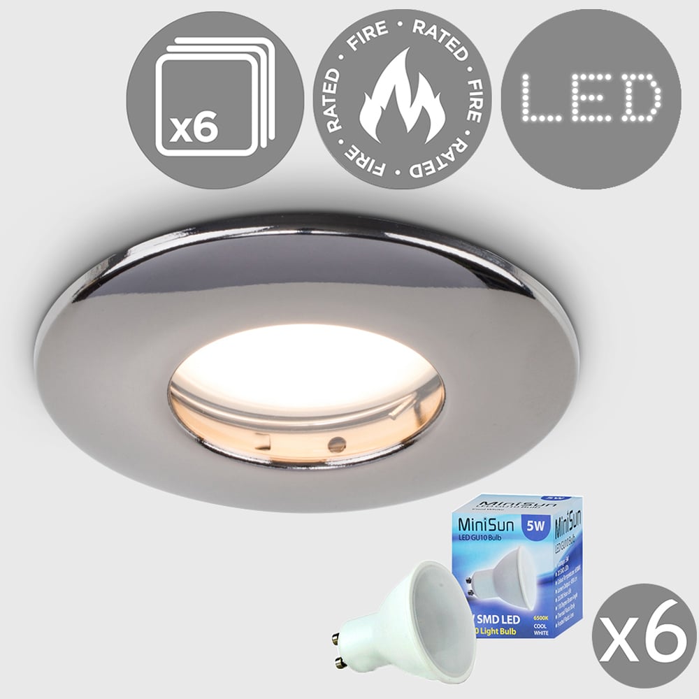 ValueLights Black Chrome Cool White LED Ceiling Downlight 6 Pack Image 4