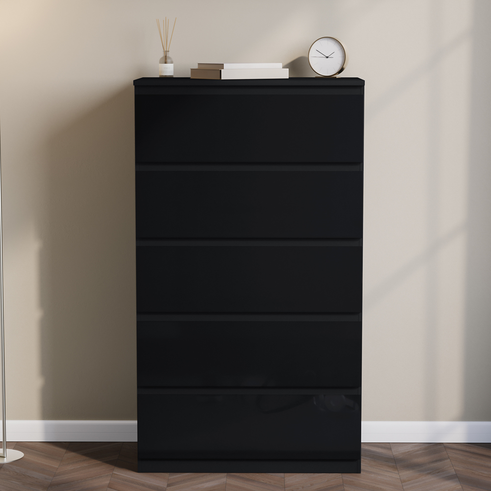 VIDA DESIGNS Glinton 5 Drawer Black Chest of Drawers Image 3