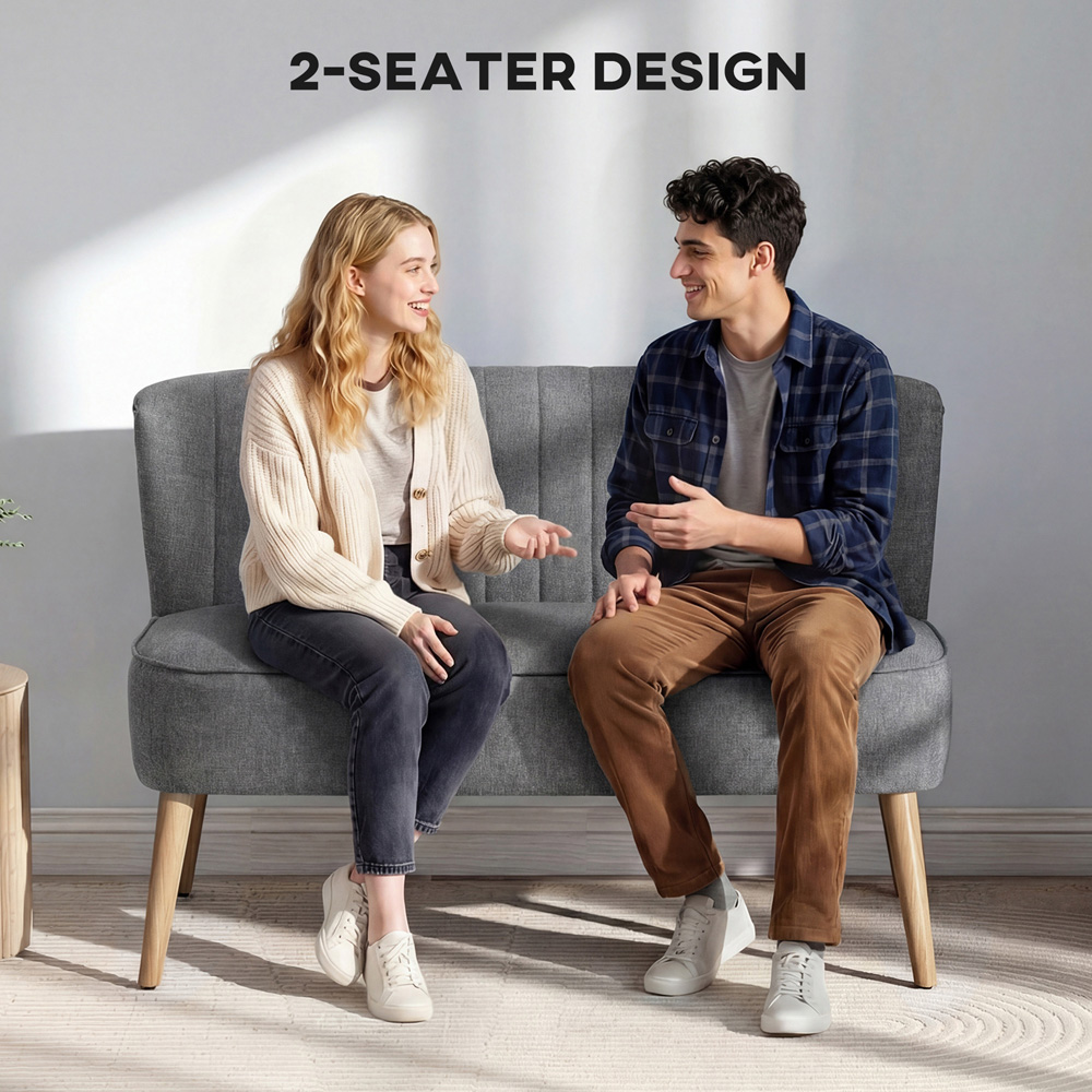 Portland 2 Seater Grey Padded Loveseat Sofa Image 5