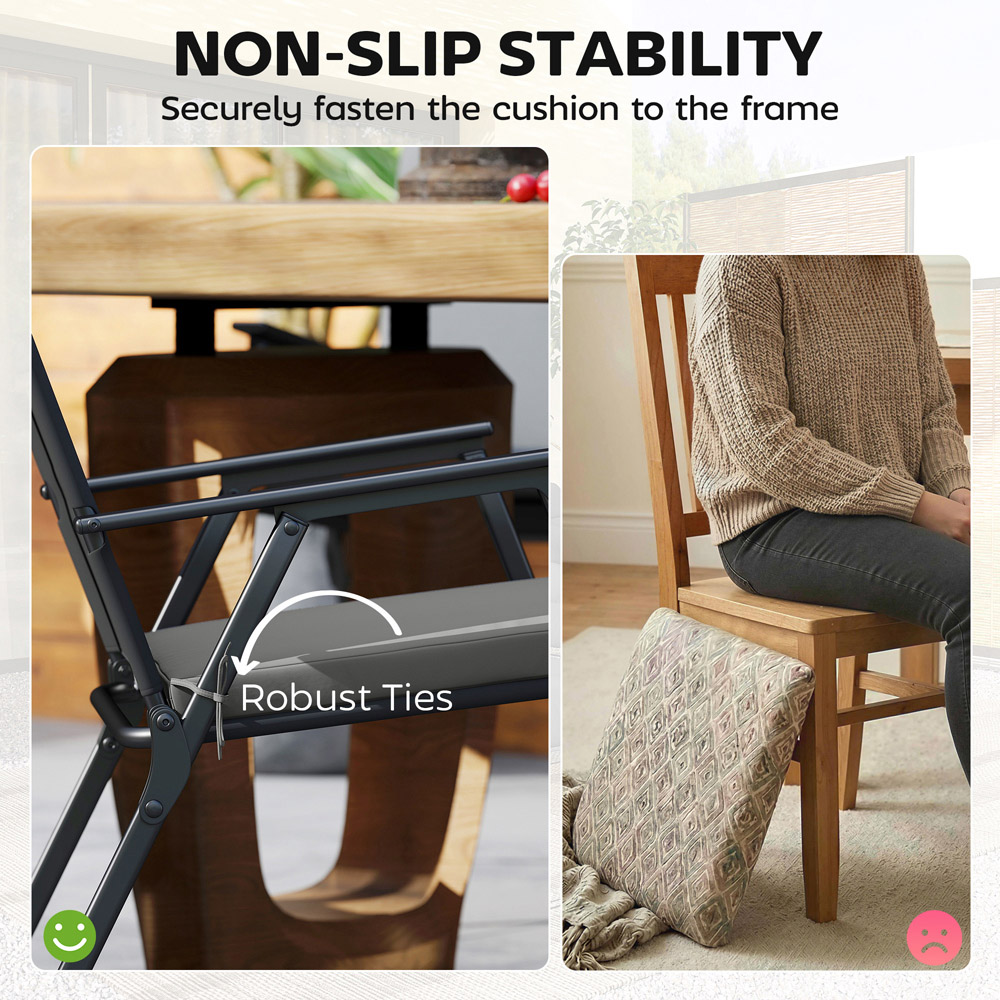 Outsunny Dark Grey Seat Cushion with Machine Washable Cover 46 x 42cm 6 Pack Image 6