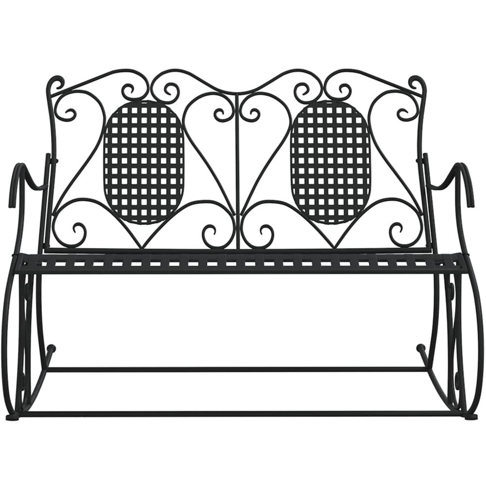 vidaXL 2 Seater Black Steel High Backrest Garden Rocking Bench Image 3