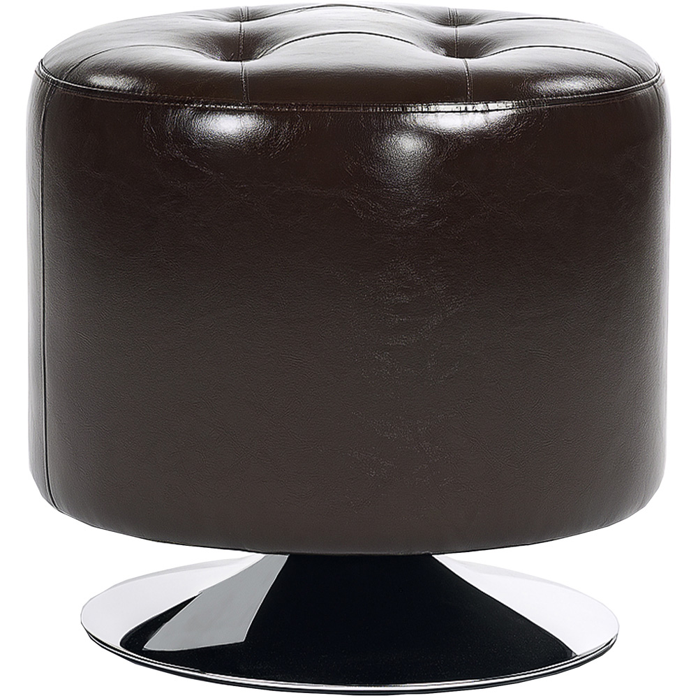HOMCOM Brown PU Leather Round Swivel Footstool Image 2