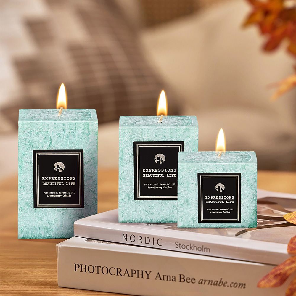 Living and Home Green Lime Basil Scented Candle Set of 3 Image 2