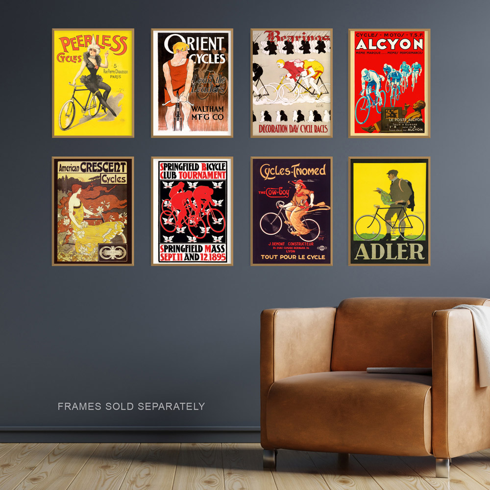 Artery8 Vintage French British American Cycling Adverts Wall Art Print 30 x 41cm 8 Pack Image 2