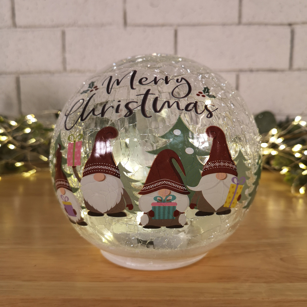 Samuel Alexander Gonk Crackle Effect Glass Ball LED Christmas Decoration Image 5