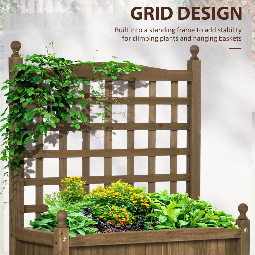 Outsunny Brown Raised Garden Bed Planter with Trellis 75 x 28 x 64cm Image 7